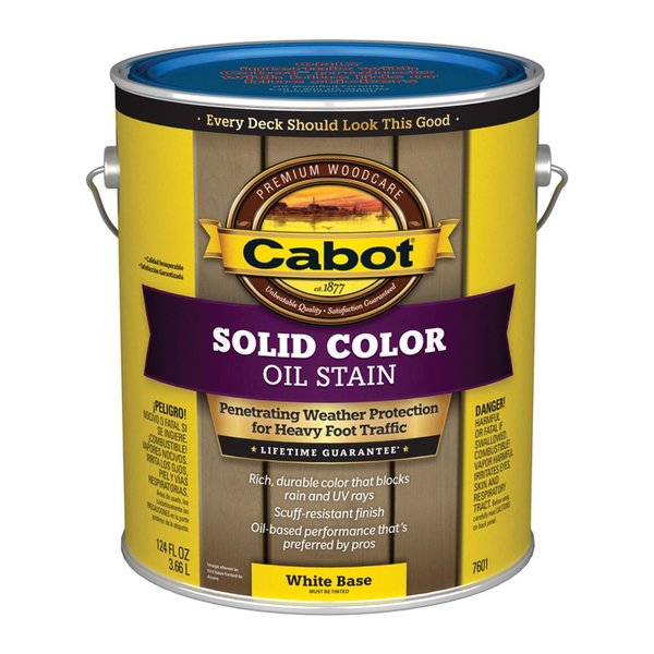 Cabot Solid Color Oil Stain Low VOC Solid Tintable White Base Oil-Based Alkyd Deck Stain 1 gal 140.0007601.007